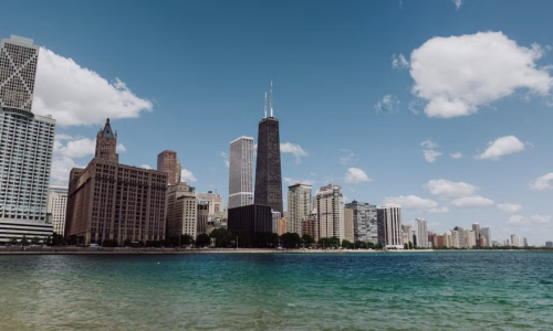 Chicago skyline with Lake Michigan - cook county apartments